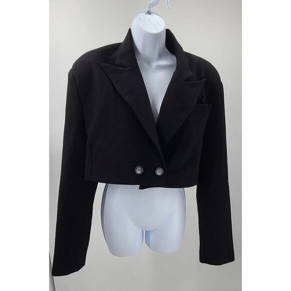 Belluci ladies cropped blazer/jacket Black Size XL Acubi Preppy chic - Picture 3 of 10